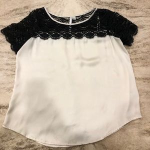 Lauren Conrad Cream with Black Lace Blouse